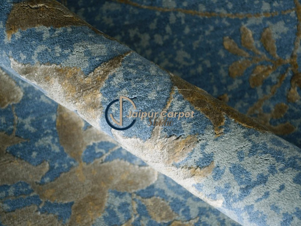 Sapphire Mirage – Hand-Knotted Modern Rug in Blue & Gold - Image 5