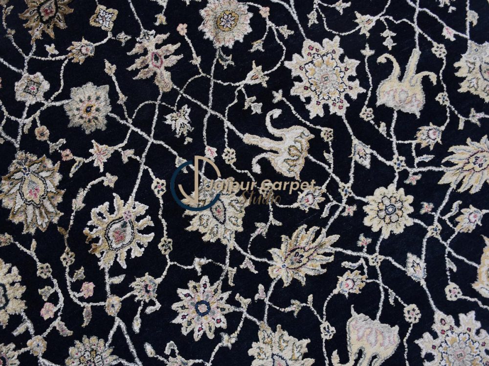 Midnight Mughal Floral Rug – Black Elegance Redefined - Image 3