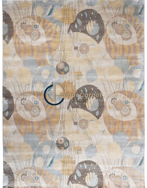 Whimsical Botanica Silk Rug – Abstract Floral Allure