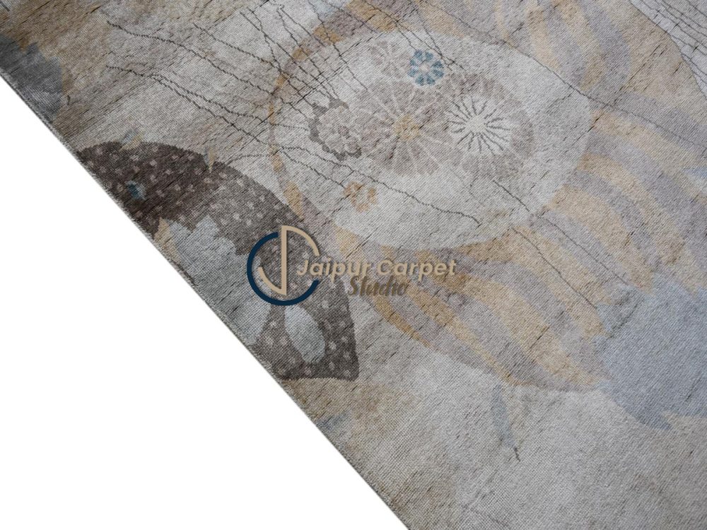 Whimsical Botanica Silk Rug – Abstract Floral Allure - Image 6