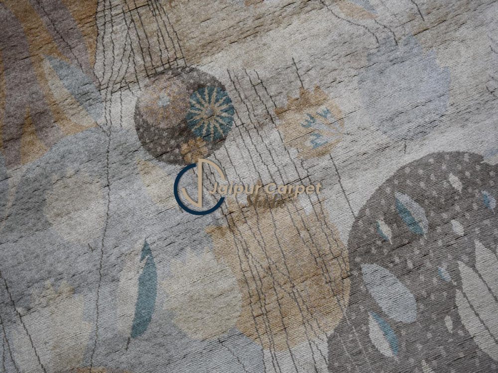 Whimsical Botanica Silk Rug – Abstract Floral Allure - Image 3