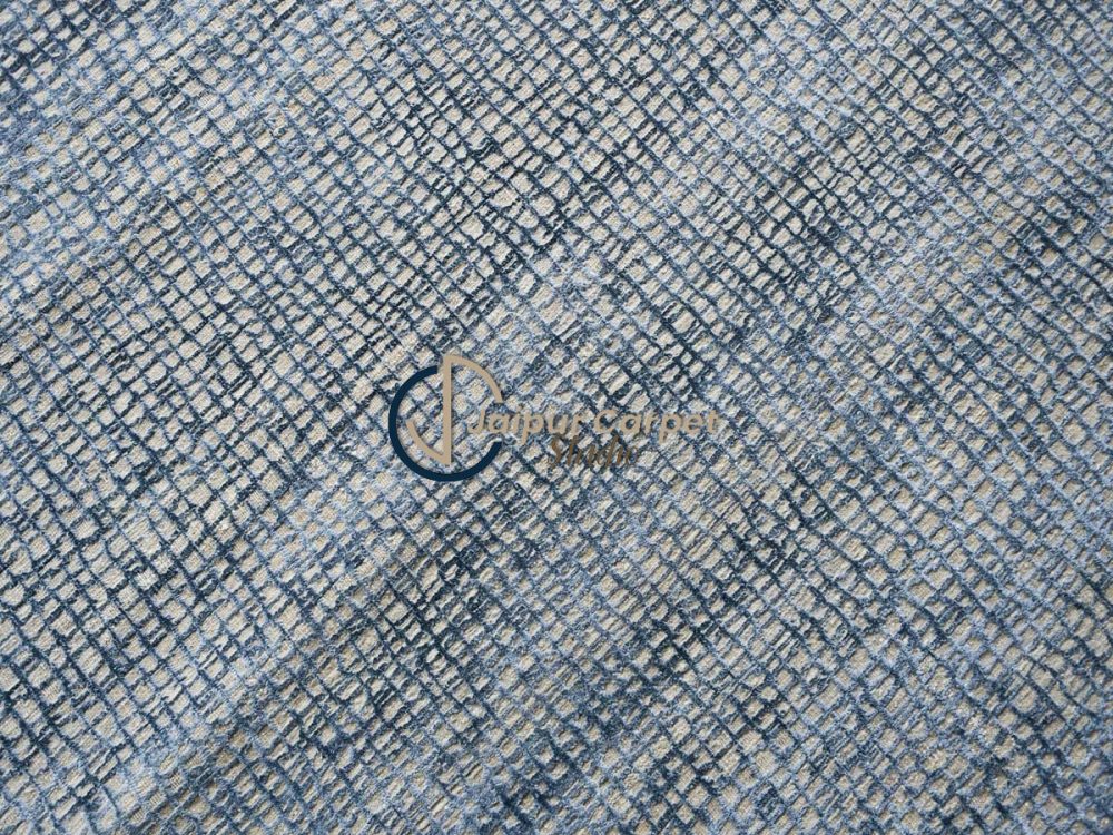 Cerulean Fusion – Handwoven Modern Blue Texture Rug - Image 4