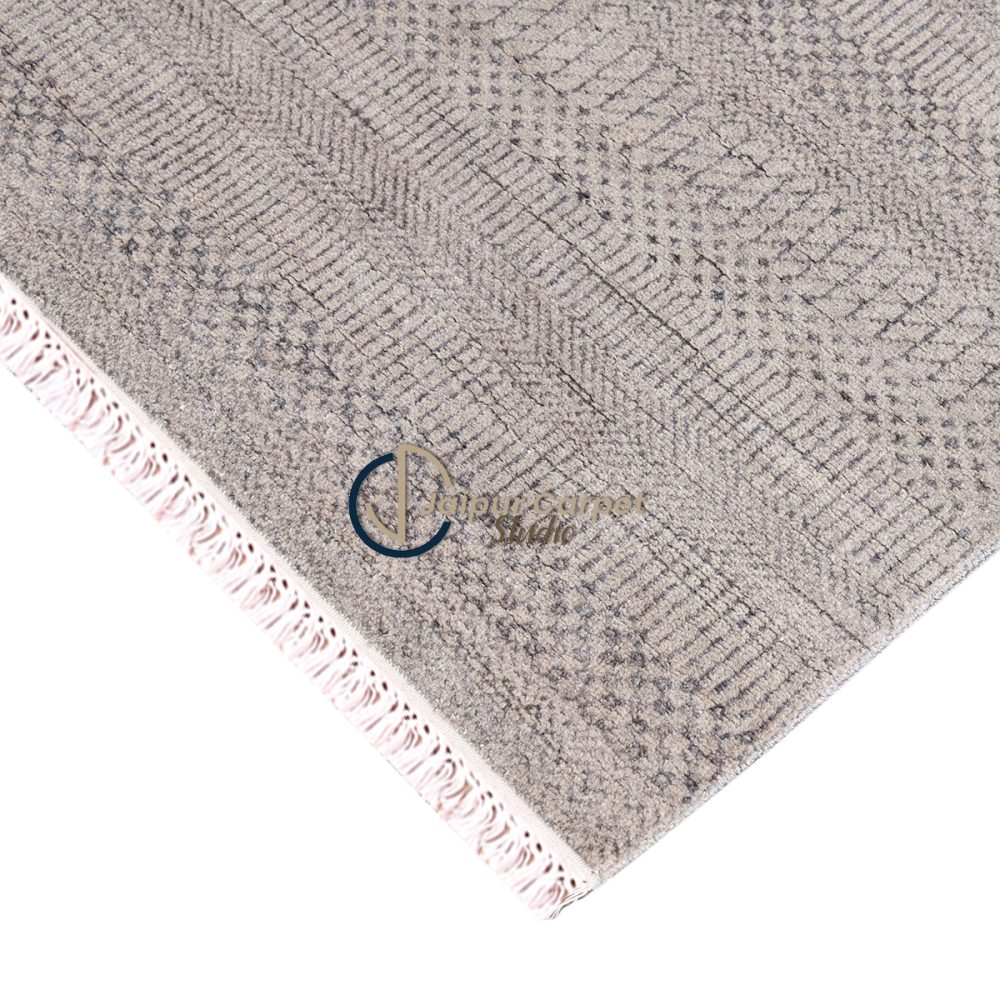 Ethereal Gray Symphony – Hand-Knotted Wool Silk Carpet of Minimal Elegance - Image 6