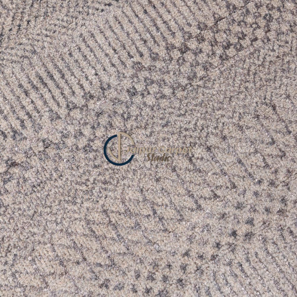 Ethereal Gray Symphony – Hand-Knotted Wool Silk Carpet of Minimal Elegance - Image 5