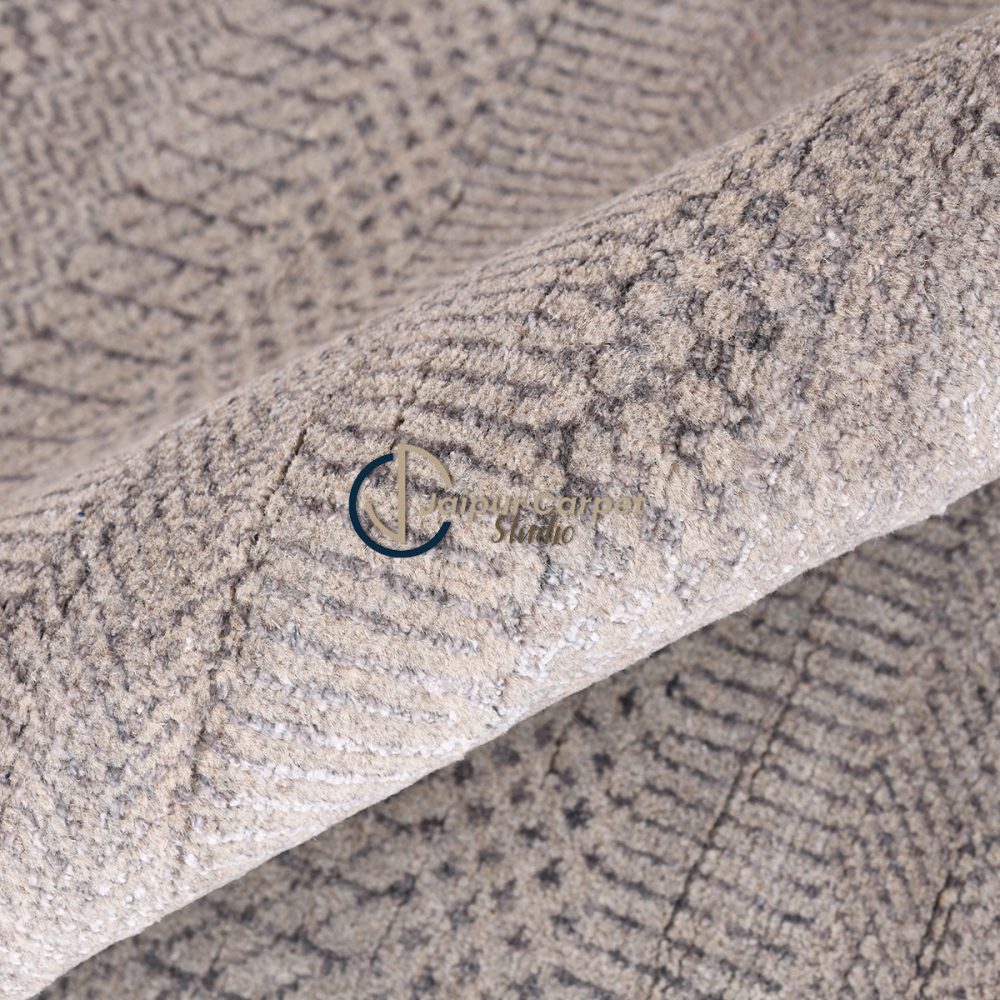 Ethereal Gray Symphony – Hand-Knotted Wool Silk Carpet of Minimal Elegance - Image 4