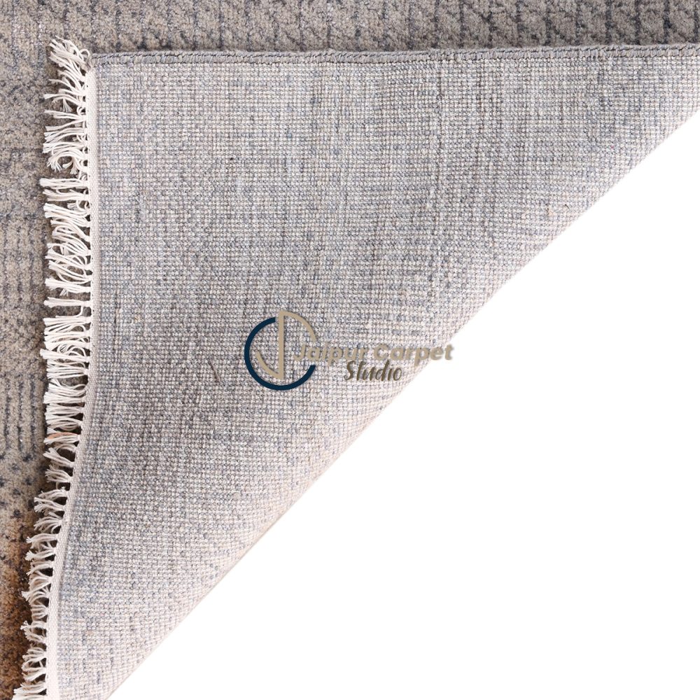 Ethereal Gray Symphony – Hand-Knotted Wool Silk Carpet of Minimal Elegance - Image 7
