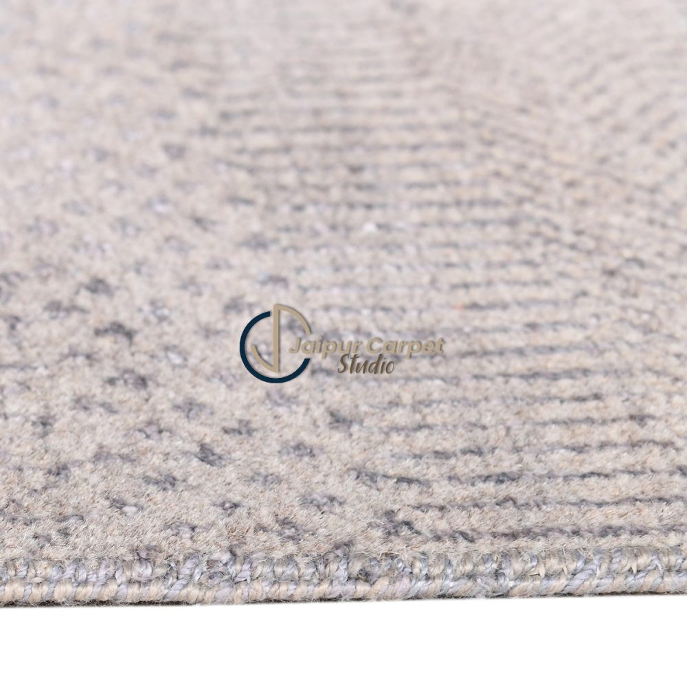 Ethereal Gray Symphony – Hand-Knotted Wool Silk Carpet of Minimal Elegance - Image 3
