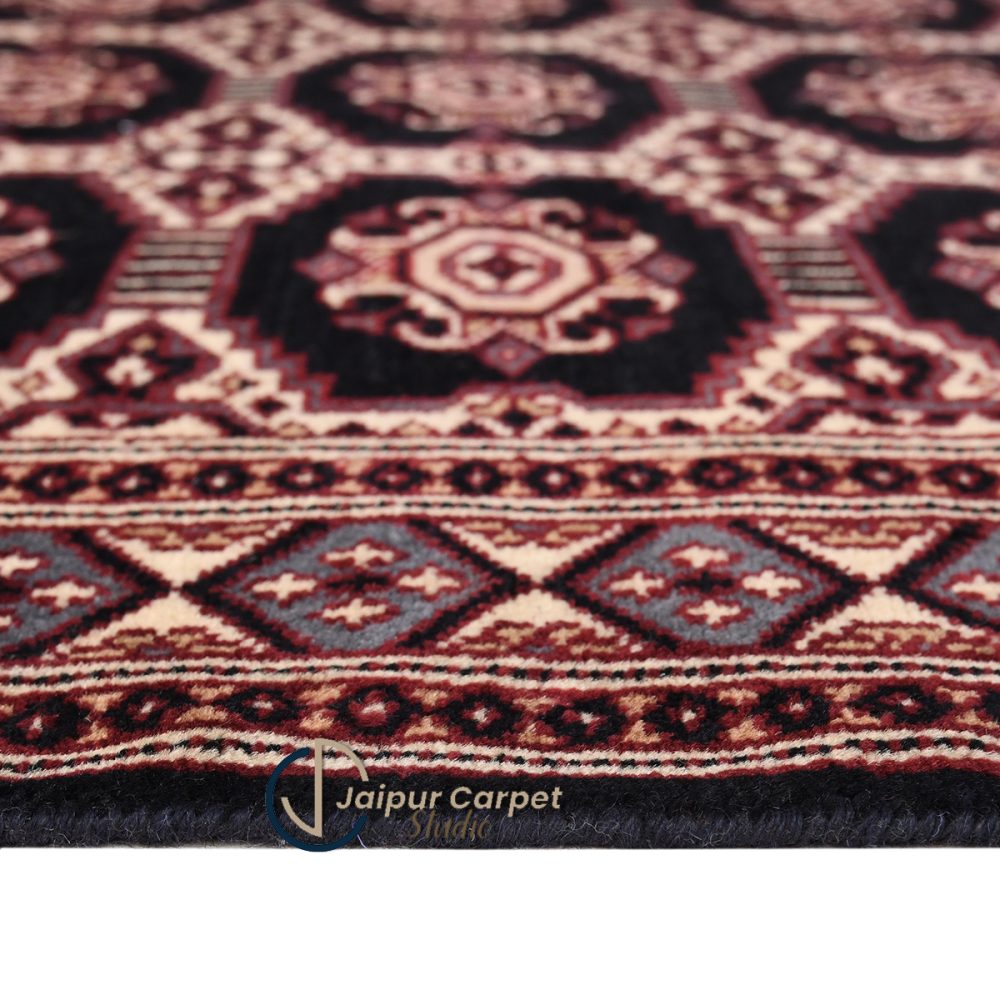 Obsidian Trellis – Hand-Knotted Bokhara Wool Rug - Image 6