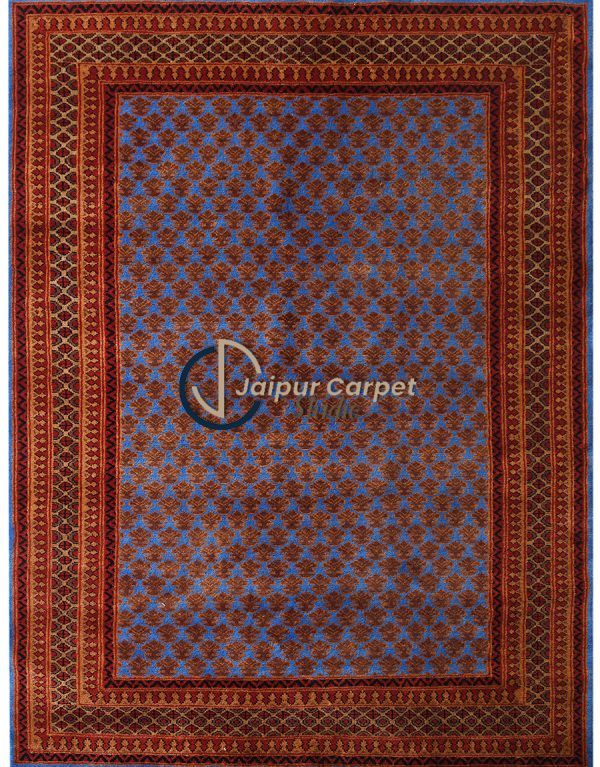 Cobalt Vine – Hand-Knotted Pure Wool Rug
