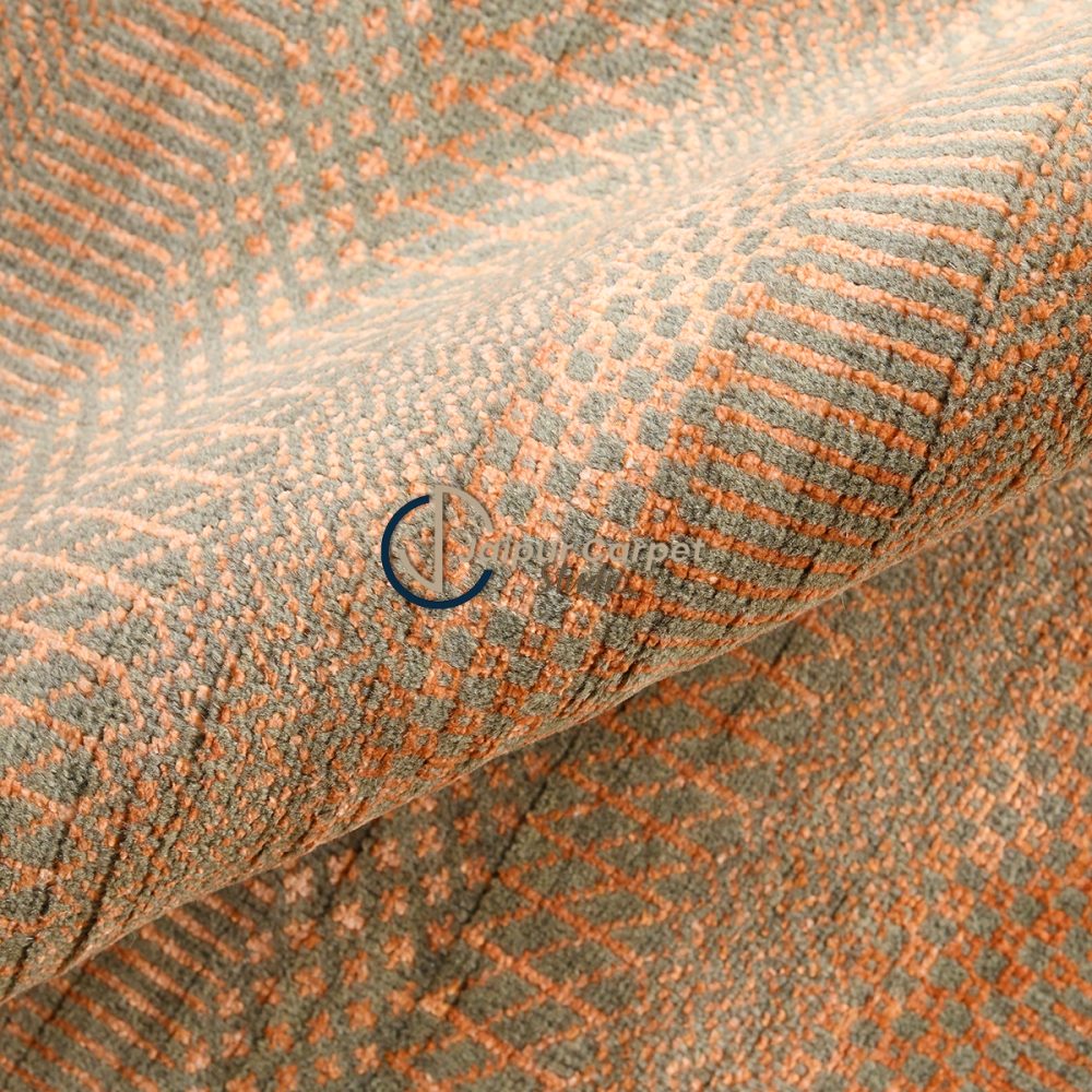 Sandstone Serenade – Textured Wool Silk Rug in Earthy Tones - Image 4
