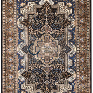 Indigo Canopy – Persian Elegance in Hand-Carded Wool
