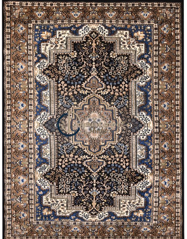 Indigo Canopy – Persian Elegance in Hand-Carded Wool