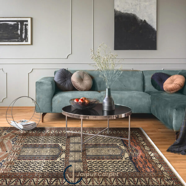 Nomadic Elegance – Handwoven Kilim Carpet in Earthy Hues - Image 2