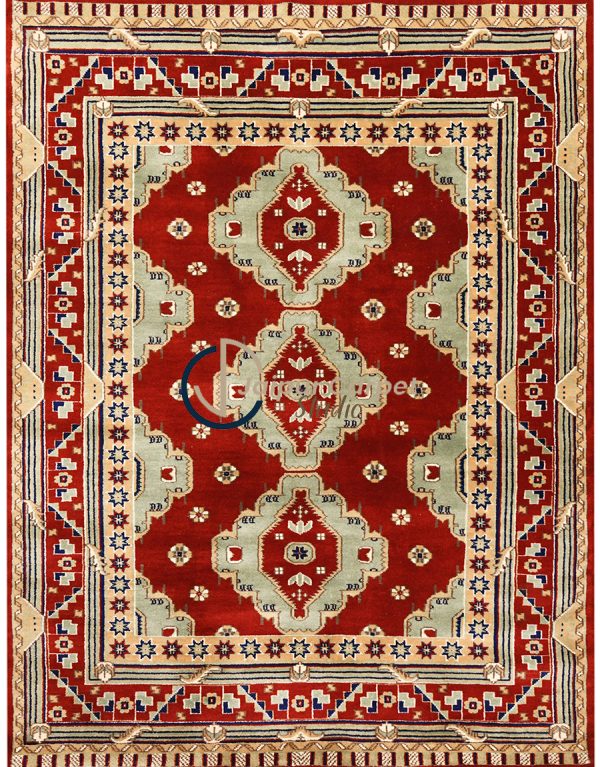 Crimson Majesty – Handwoven Afghan Wool Carpet