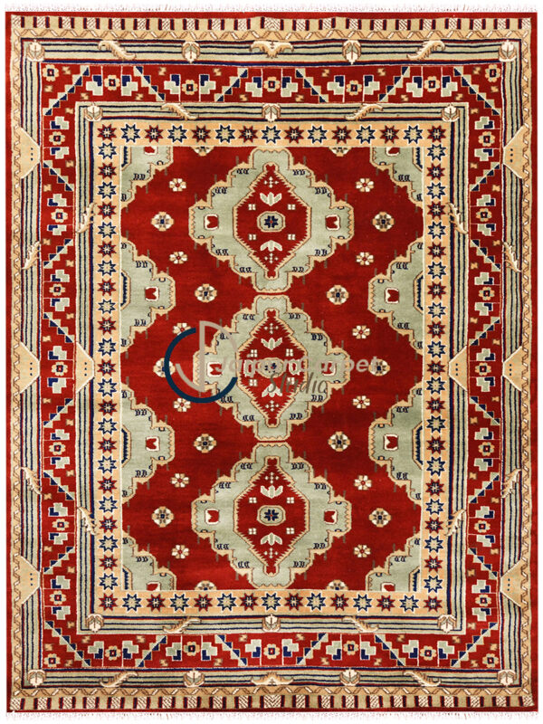 Crimson Majesty – Handwoven Afghan Wool Carpet