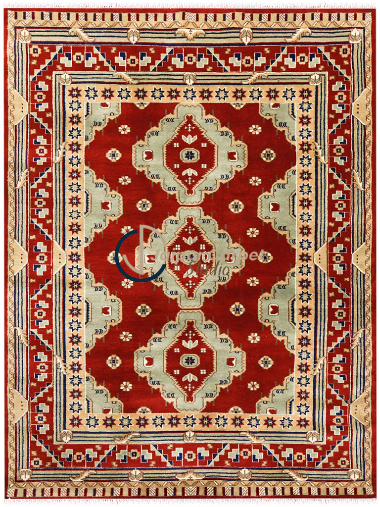 Crimson Majesty – Handwoven Afghan Wool Carpet