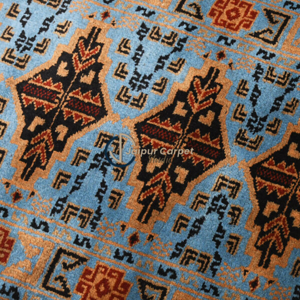 Cerulean Dynasty Runner – Wool Persian-Mughal Carpet - Image 3