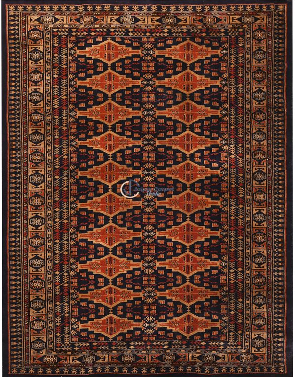 Amber Loom – Handwoven Turkish Rug in Rust and Midnight