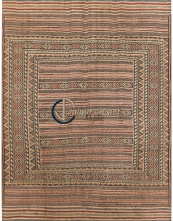 Desert Stripes – Low-Pile Handwoven Afghani Kilim Carpet
