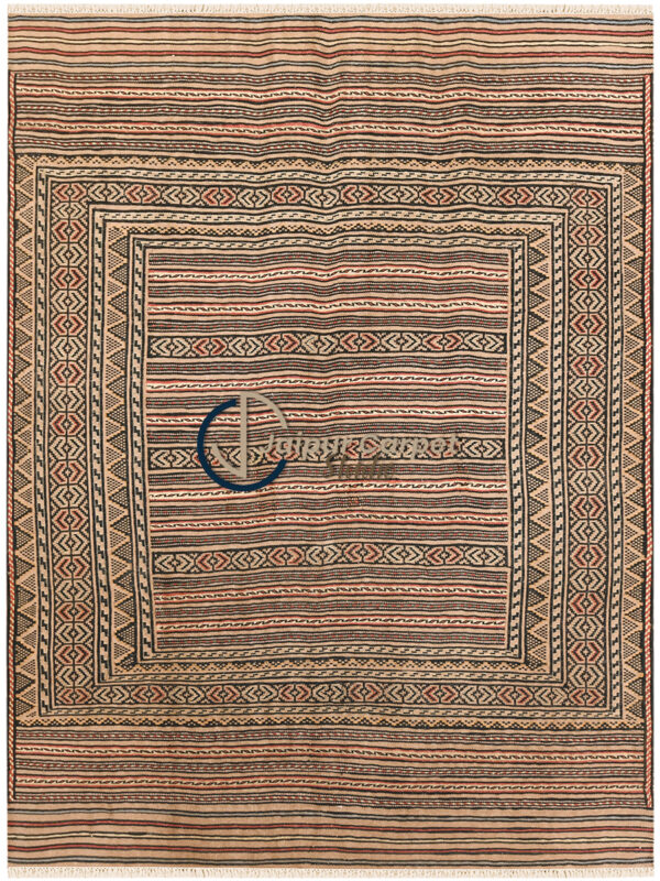 Desert Stripes – Low-Pile Handwoven Afghani Kilim Carpet