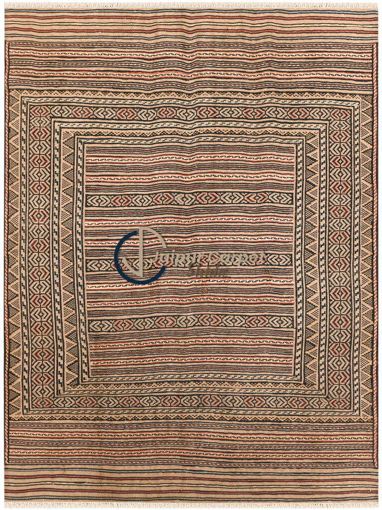 Desert Stripes – Low-Pile Handwoven Afghani Kilim Carpet