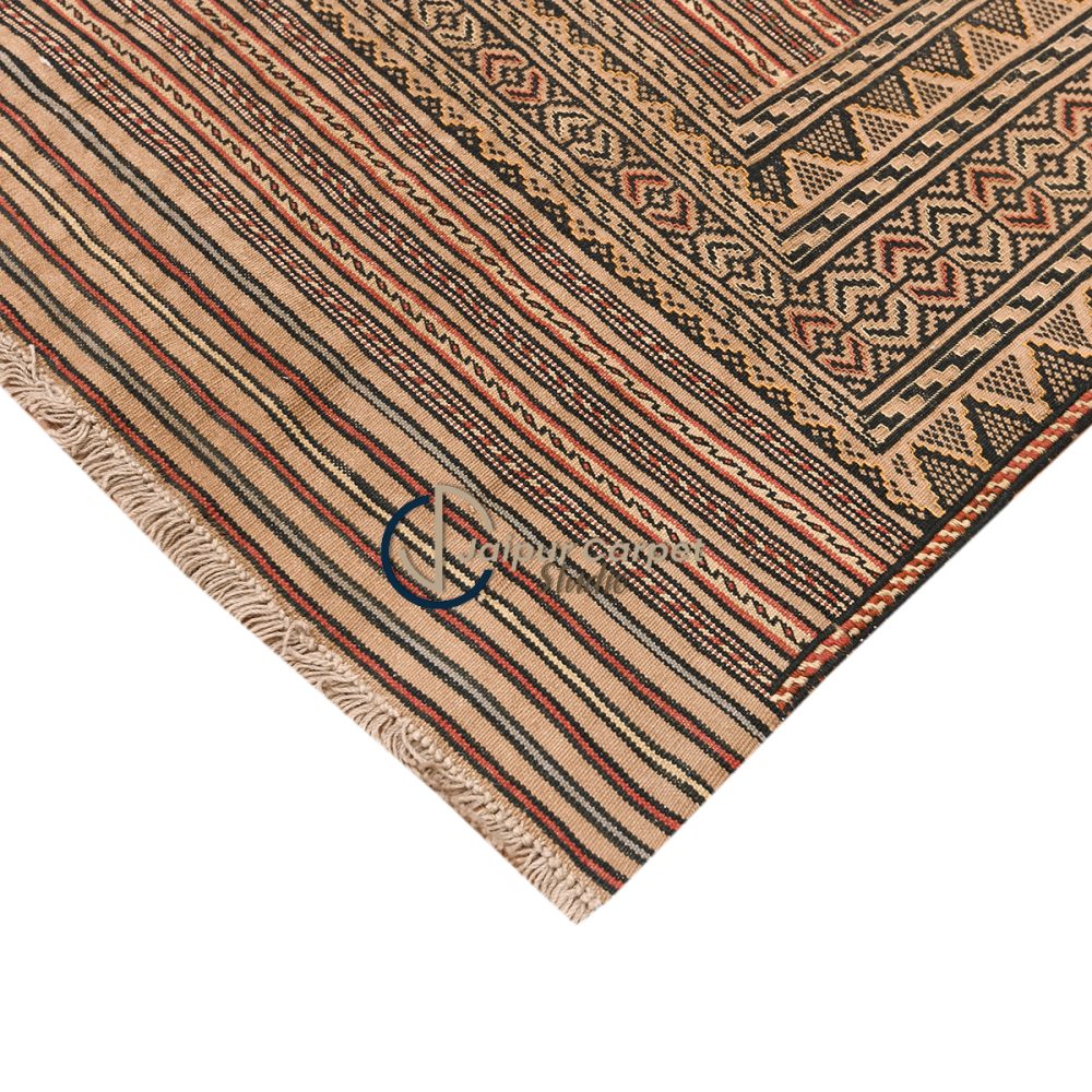Desert Stripes – Low-Pile Handwoven Afghani Kilim Carpet - Image 5