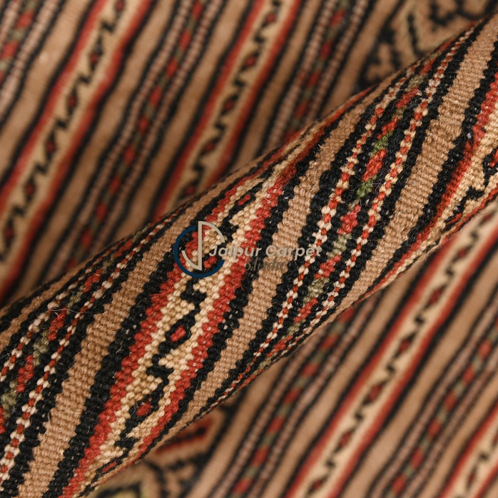 Desert Stripes – Low-Pile Handwoven Afghani Kilim Carpet - Image 4