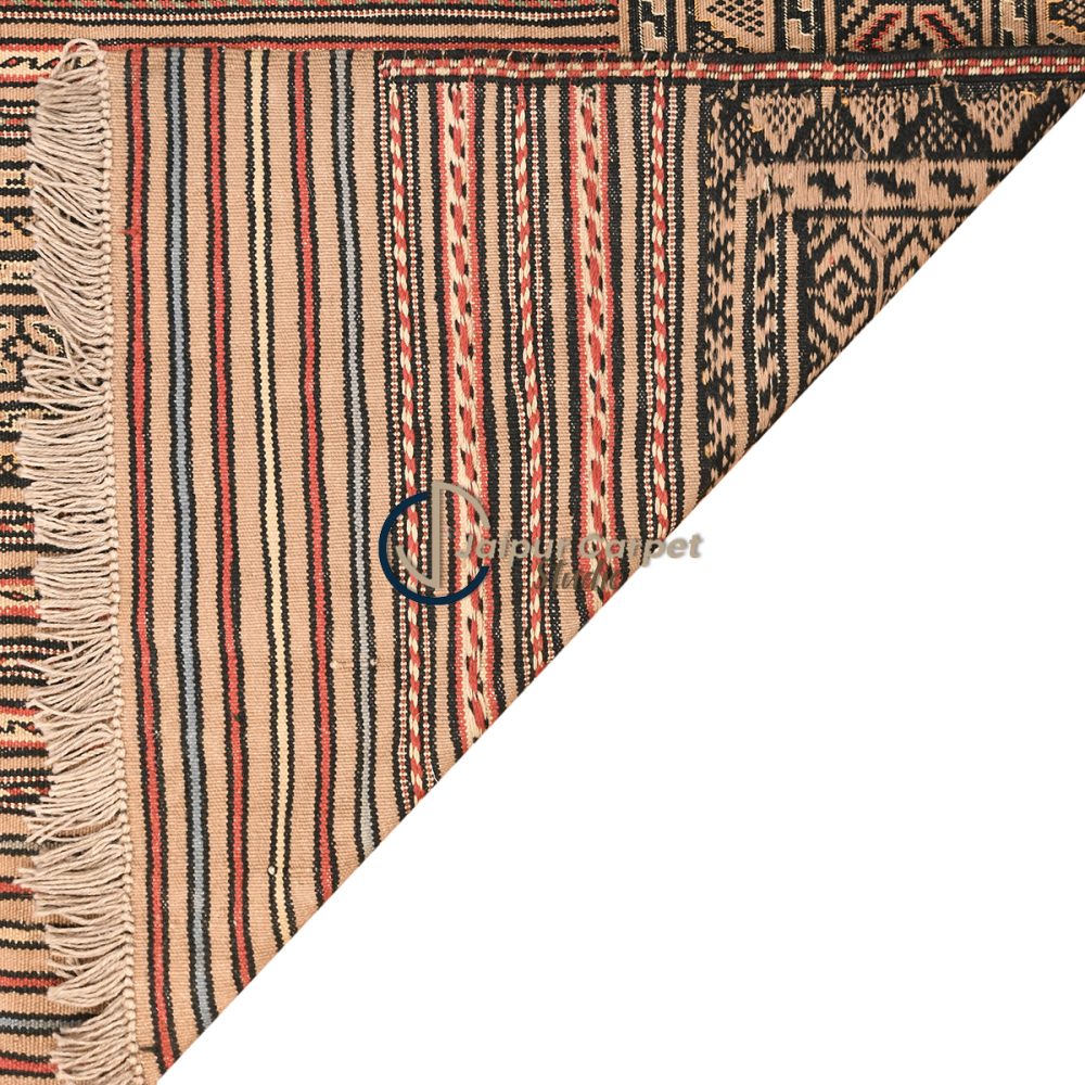 Desert Stripes – Low-Pile Handwoven Afghani Kilim Carpet - Image 7