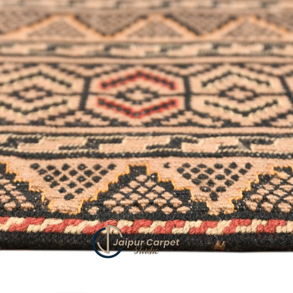 Desert Stripes – Low-Pile Handwoven Afghani Kilim Carpet - Image 6