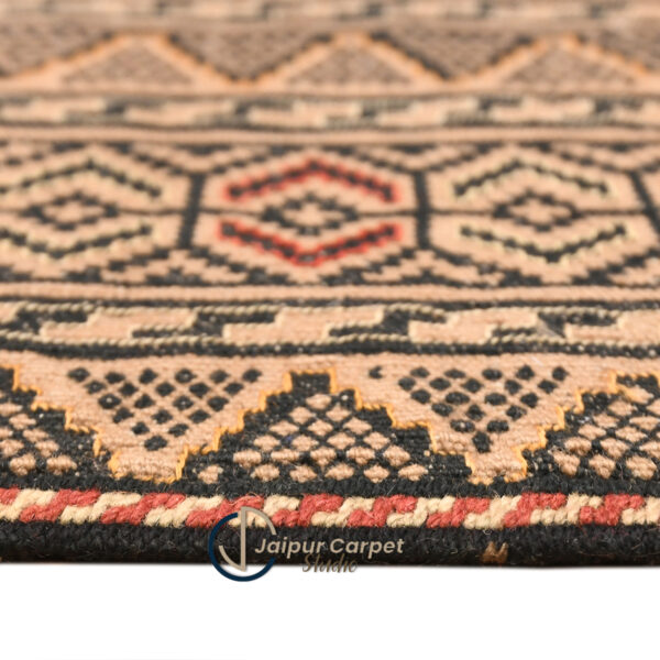 Desert Stripes – Low-Pile Handwoven Afghani Kilim Carpet - Image 6