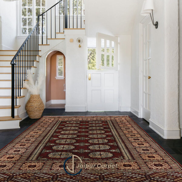 Ruby Medallion – Moroccan-Inspired Hand-Knotted Carpet - Image 2