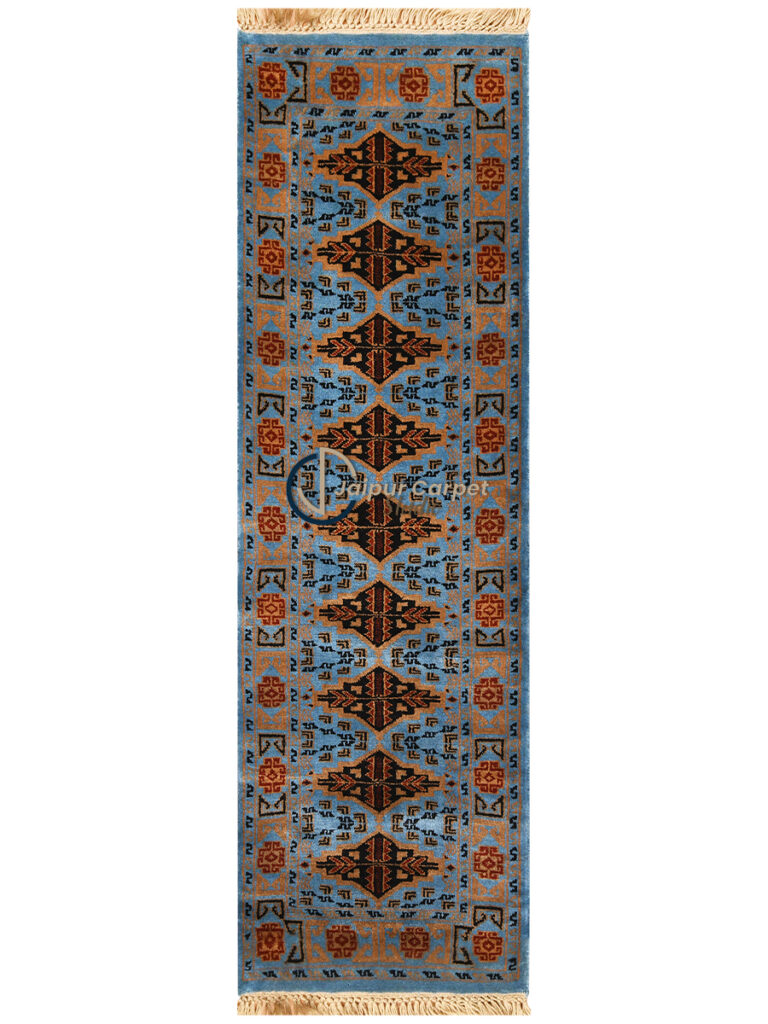 Cerulean Dynasty Runner – Wool Persian-Mughal Carpet
