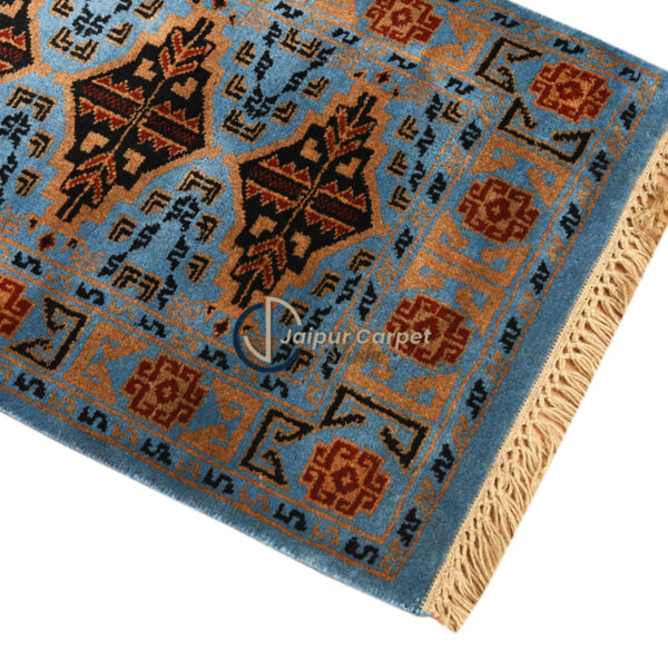 Cerulean Dynasty Runner – Wool Persian-Mughal Carpet - Image 5
