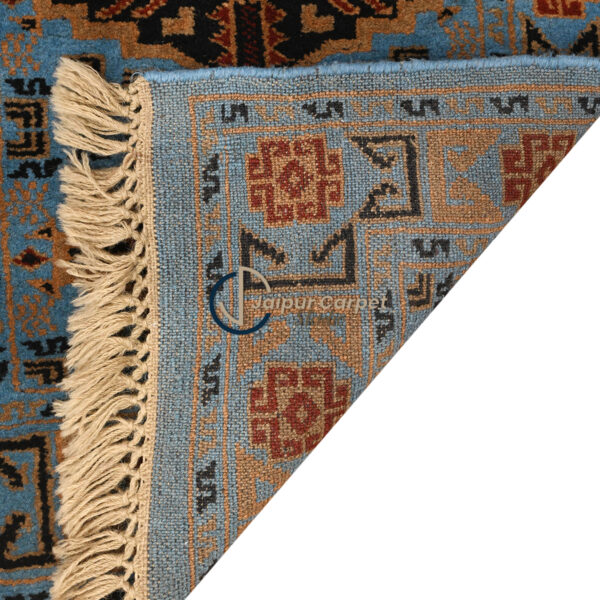 Cerulean Dynasty Runner – Wool Persian-Mughal Carpet - Image 7