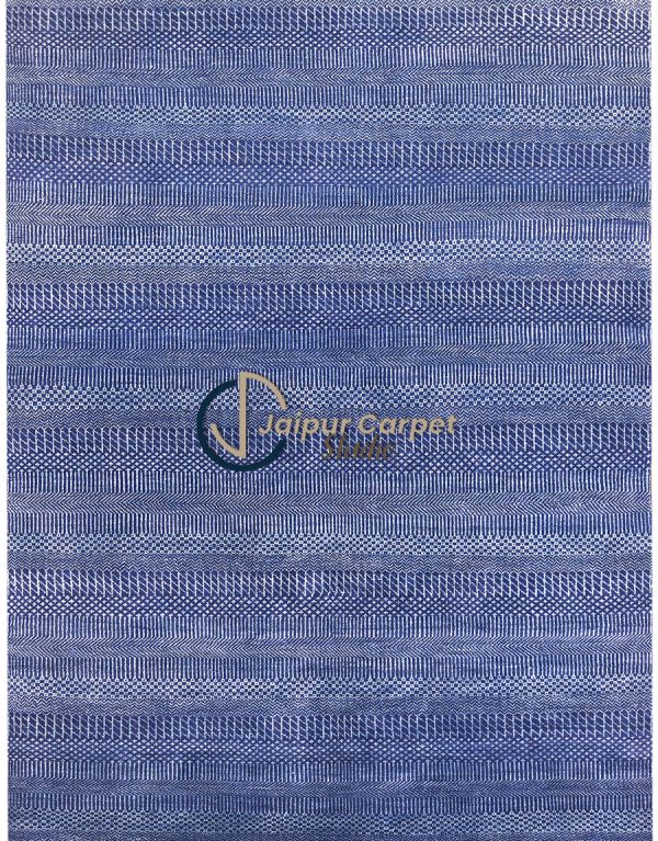 Indigo Weave Symphony – Hand‑Carded Wool Accent Rug