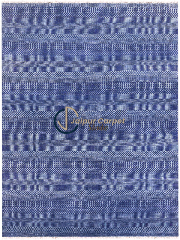 Indigo Weave Symphony – Hand‑Carded Wool Accent Rug