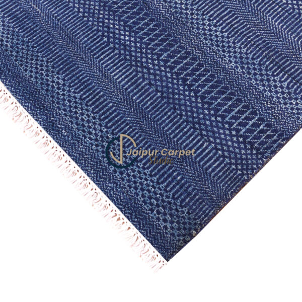 Indigo Weave Symphony – Hand‑Carded Wool Accent Rug - Image 5
