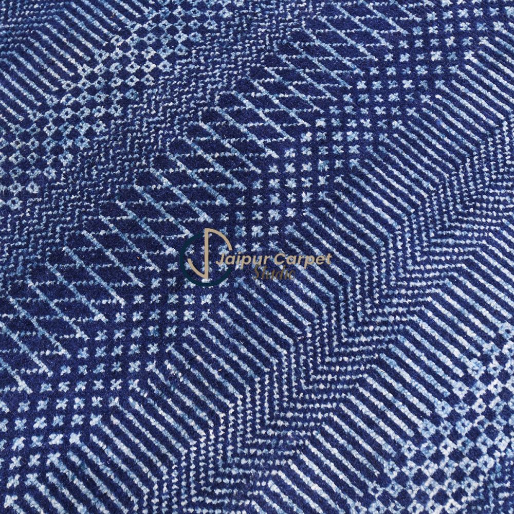 Indigo Weave Symphony – Hand‑Carded Wool Accent Rug - Image 3