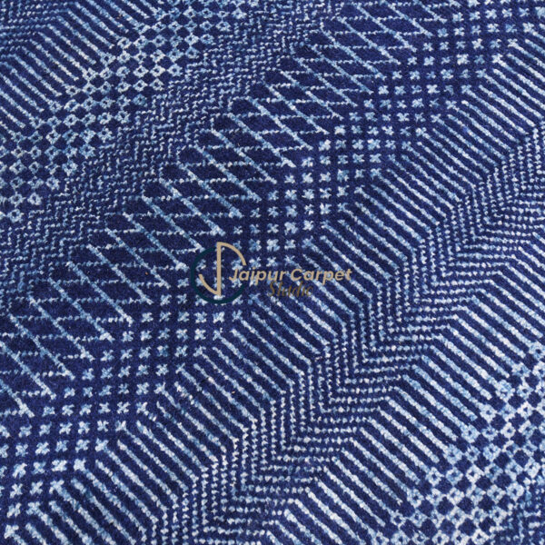 Indigo Weave Symphony – Hand‑Carded Wool Accent Rug - Image 3