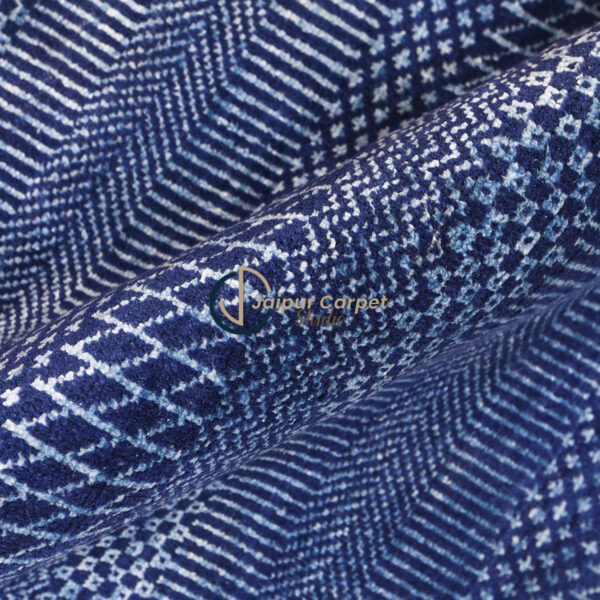 Indigo Weave Symphony – Hand‑Carded Wool Accent Rug - Image 4