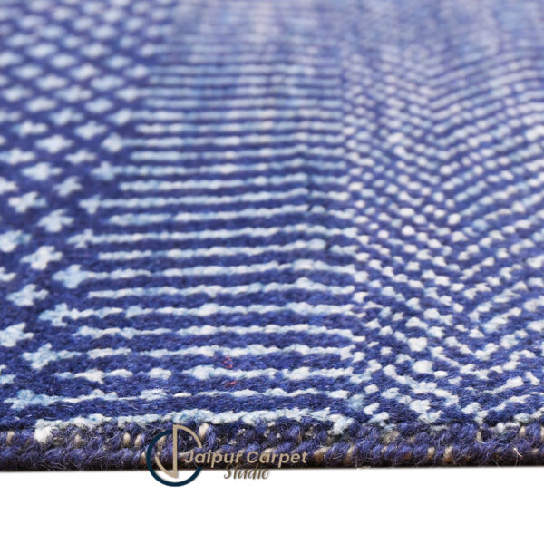 Indigo Weave Symphony – Hand‑Carded Wool Accent Rug - Image 6