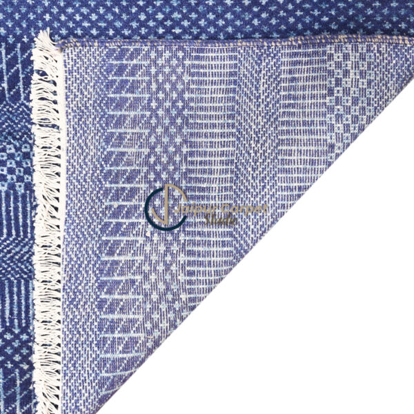Indigo Weave Symphony – Hand‑Carded Wool Accent Rug - Image 7