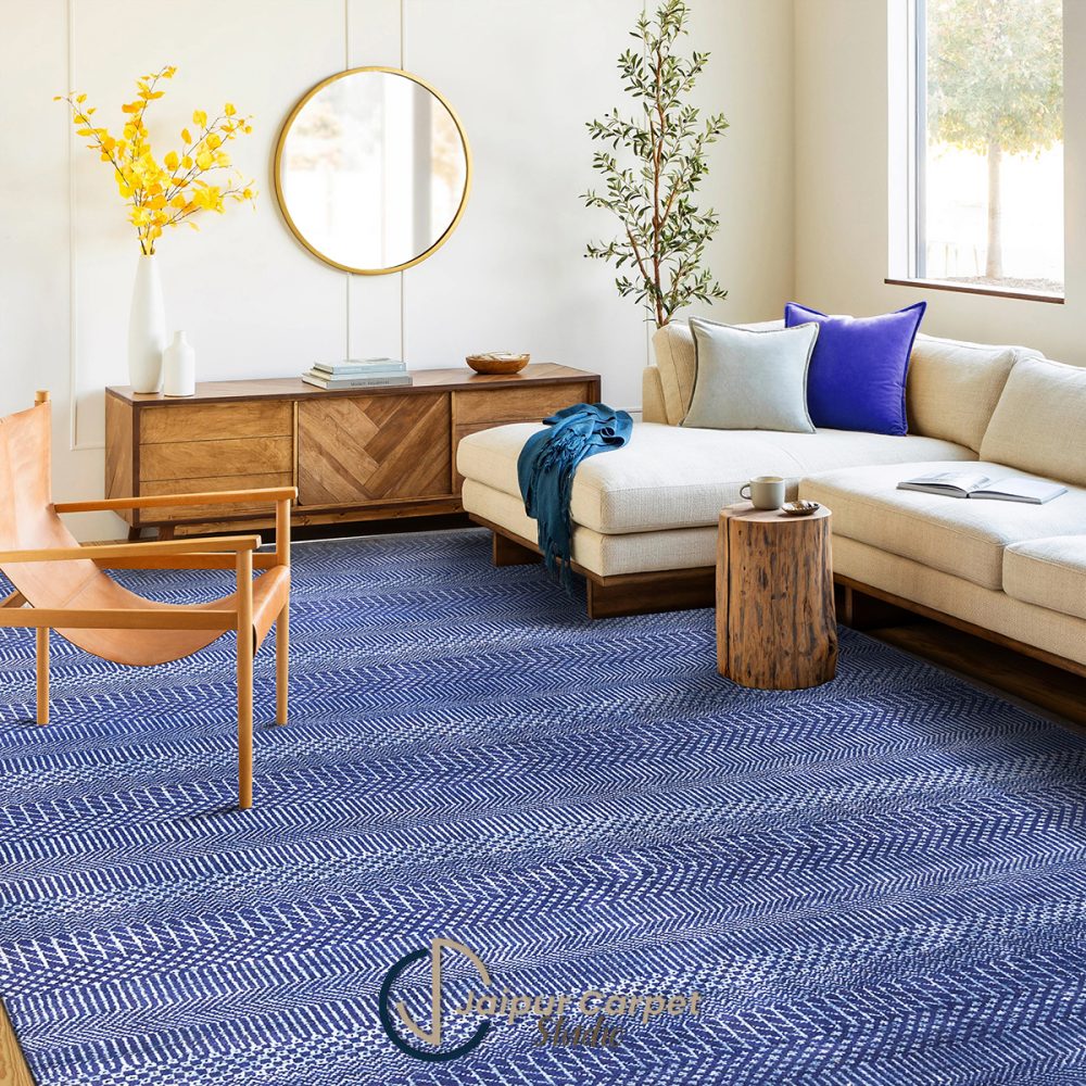 Indigo Weave Symphony – Hand‑Carded Wool Accent Rug - Image 2