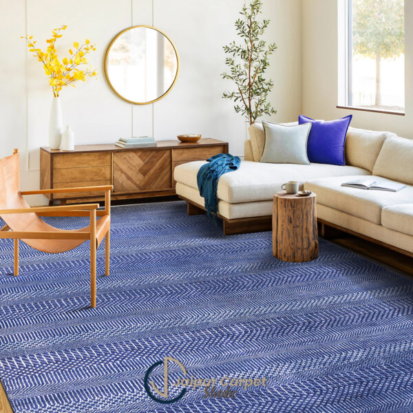 Indigo Weave Symphony – Hand‑Carded Wool Accent Rug - Image 2