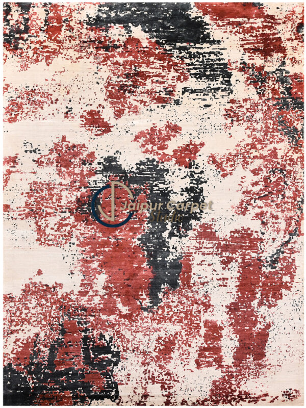 Rusted Echelon Rug-Hand-Knotted Abstract Wool Rug