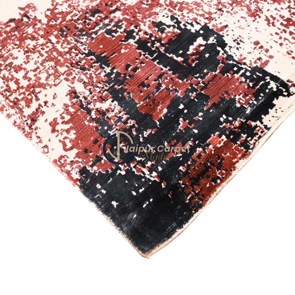 Rusted Echelon Rug-Hand-Knotted Abstract Wool Rug - Image 5