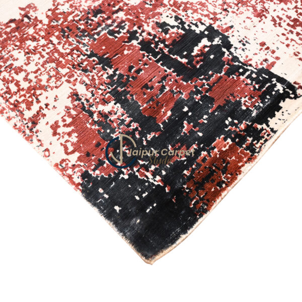 Rusted Echelon Rug-Hand-Knotted Abstract Wool Rug - Image 5