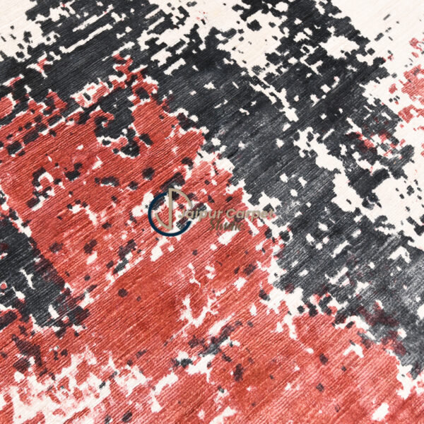 Rusted Echelon Rug-Hand-Knotted Abstract Wool Rug - Image 3