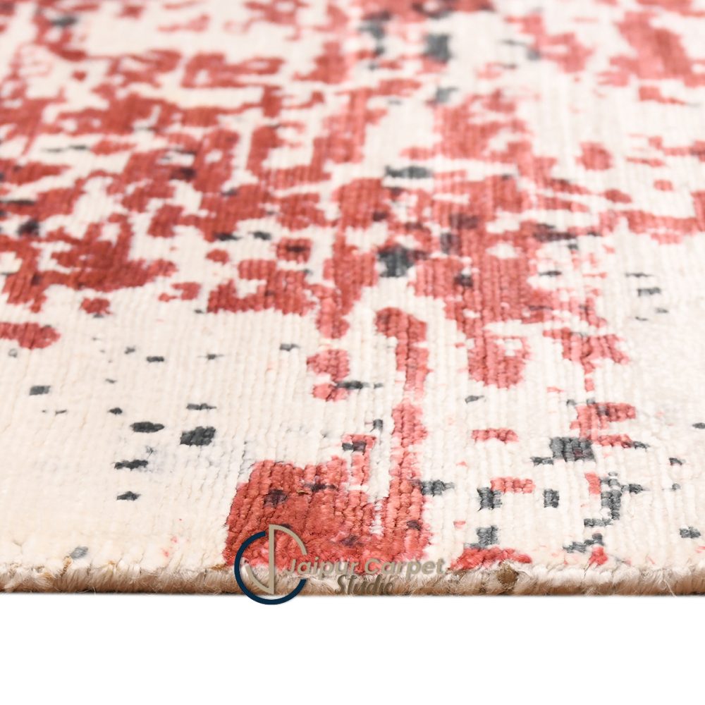 Rusted Echelon Rug-Hand-Knotted Abstract Wool Rug - Image 6