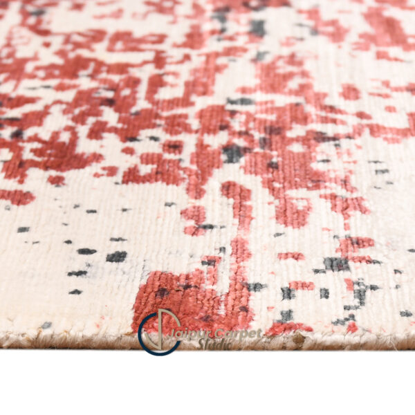 Rusted Echelon Rug-Hand-Knotted Abstract Wool Rug - Image 6